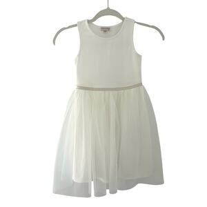 Chenault Girl Sleeveless Tulle Off White Midi Fit and Flare Lined Dress 6 NWOT